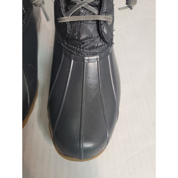 Sperry Duck Boots Women's SZ 8.5 Black Saltwater STS82682 Leather Laces & Zip - Picture 4 of 10